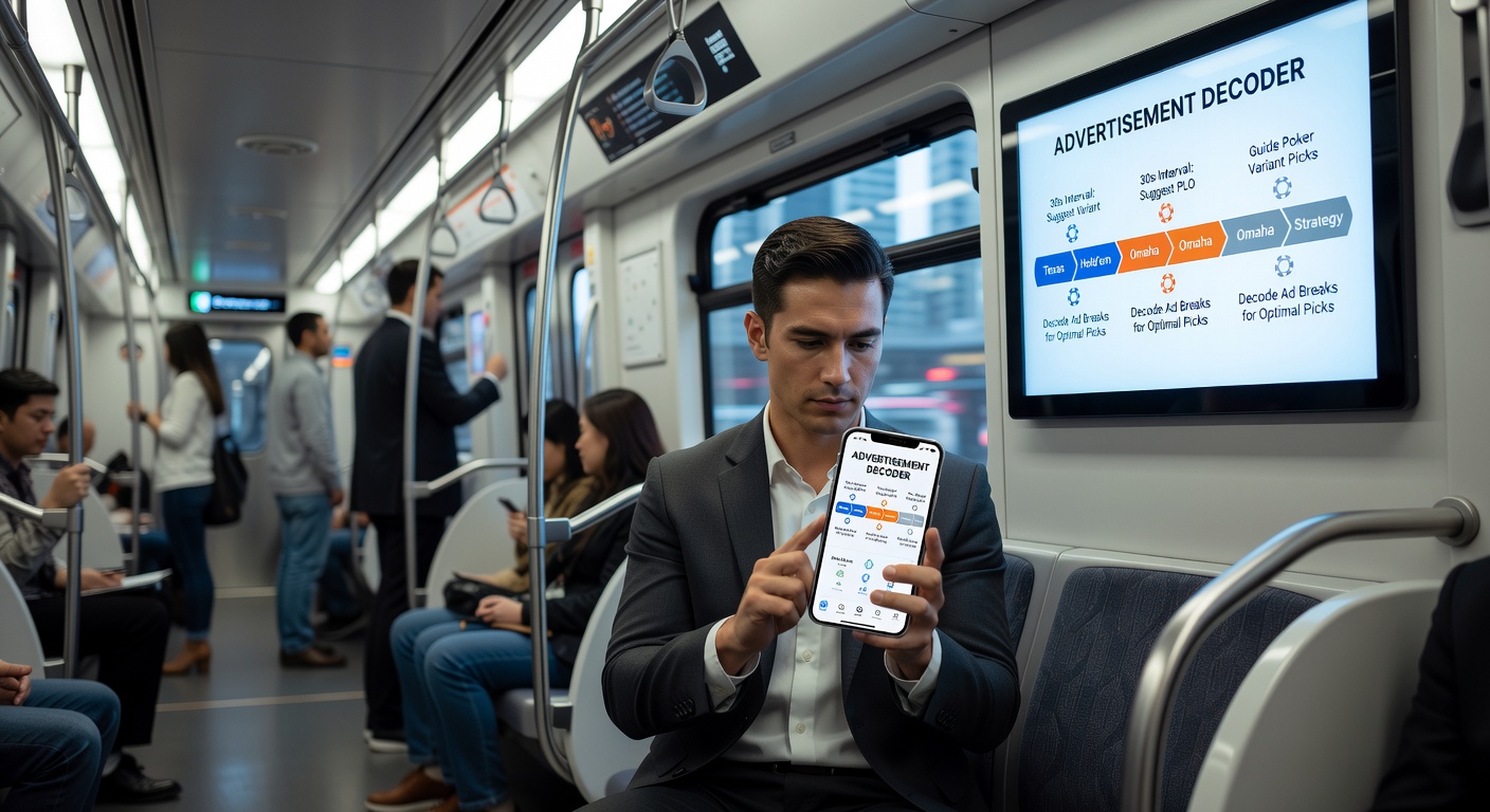 Grafische Darstellung von Werbeintervallen und Poker-Varianten-Statistiken auf Smartphone-Display