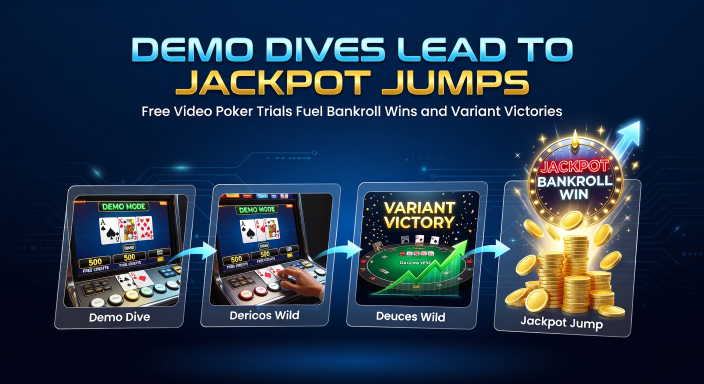Spieler testet Video-Poker-Demo an einem Bildschirm mit leuchtenden Karten und Jackpot-Anzeige