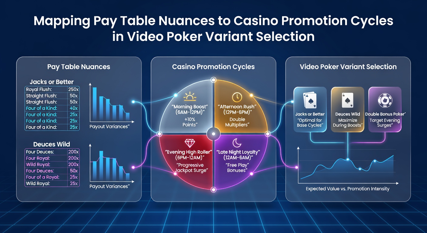 Darstellung von Auszahlungstabellen und Promotionszyklen im Video Poker