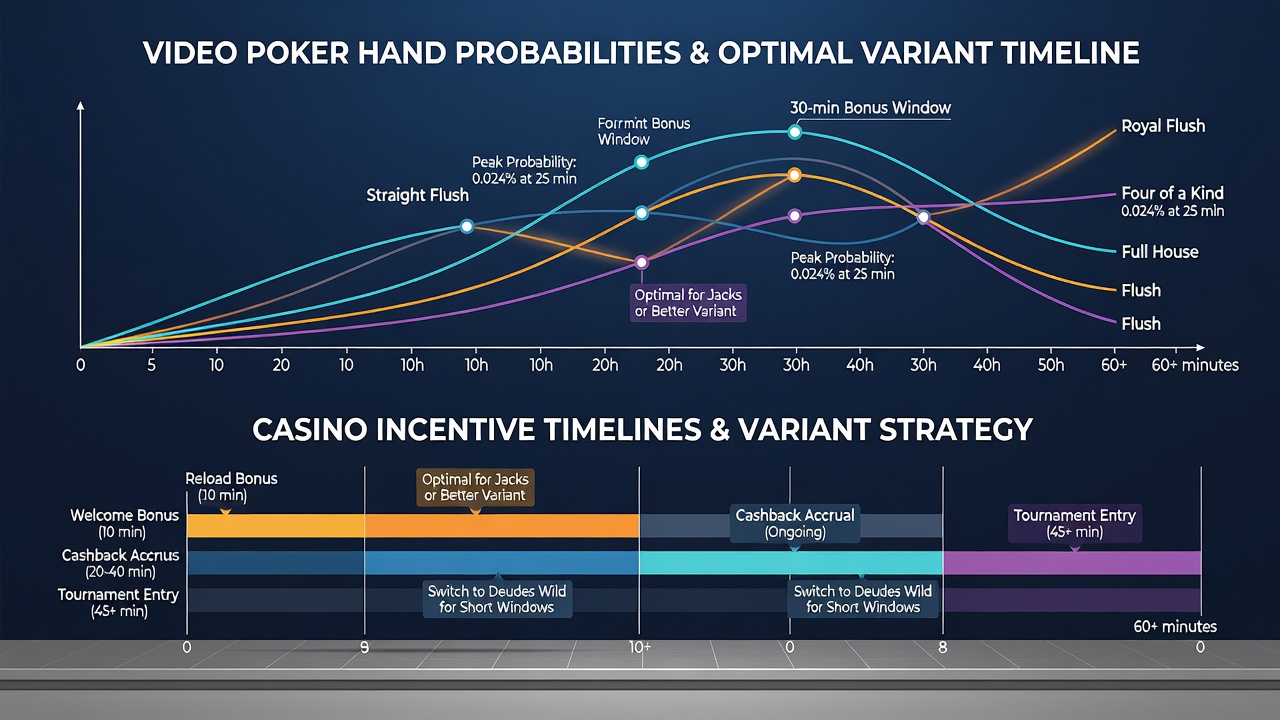 Grafische Darstellung von Auszahlungstabellen und Casino-Timelines im Video Poker Kontext
