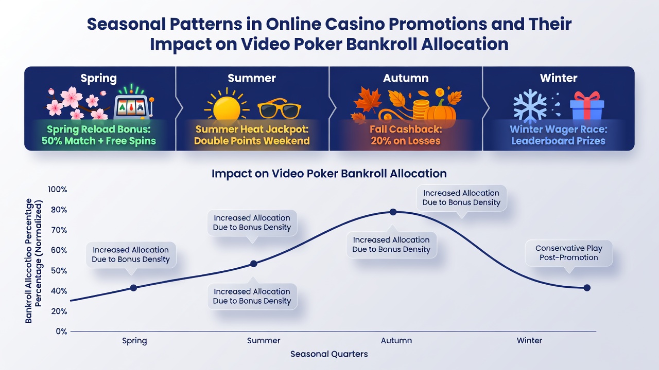 Darstellung von Bankroll-Verteilung über verschiedene Video-Poker-Varianten in saisonalen Werbephasen
